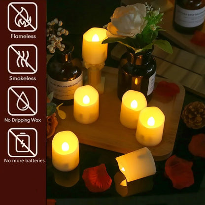 Rechargeable Flameless Votive Candles Remote Control Tea Lights USB Charging Cable Timer Electric Candle Home Xmas Decor