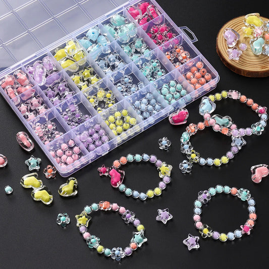 174pcs/Box Heart Acrylic Beads Flower