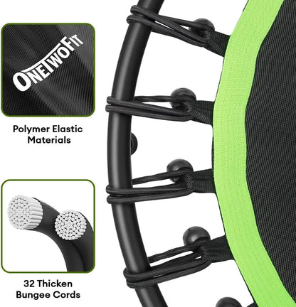 ONETWOFIT 42"/45" Rebounder Trampoline for Adults, Silent Mini Trampoline Indoor Exercise Fitness Trampoline Bungee Rebounder