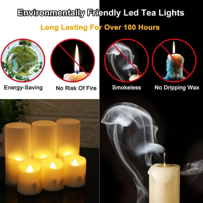 Rechargeable Flameless Votive Candles Remote Control Tea Lights USB Charging Cable Timer Electric Candle Home Xmas Decor