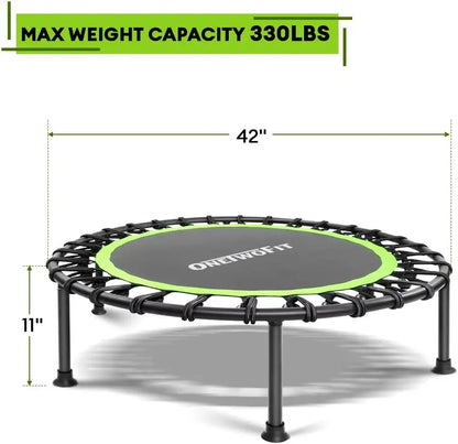 ONETWOFIT 42"/45" Rebounder Trampoline for Adults, Silent Mini Trampoline Indoor Exercise Fitness Trampoline Bungee Rebounder