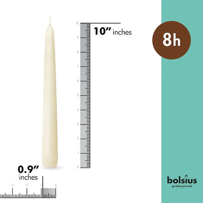 Ivory Taper Candles -120 Candles - 8 Hours Premium Smokeless Flame